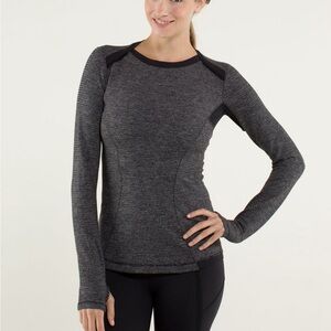 Lululemon Black Gray Base Runner Long Sleeve